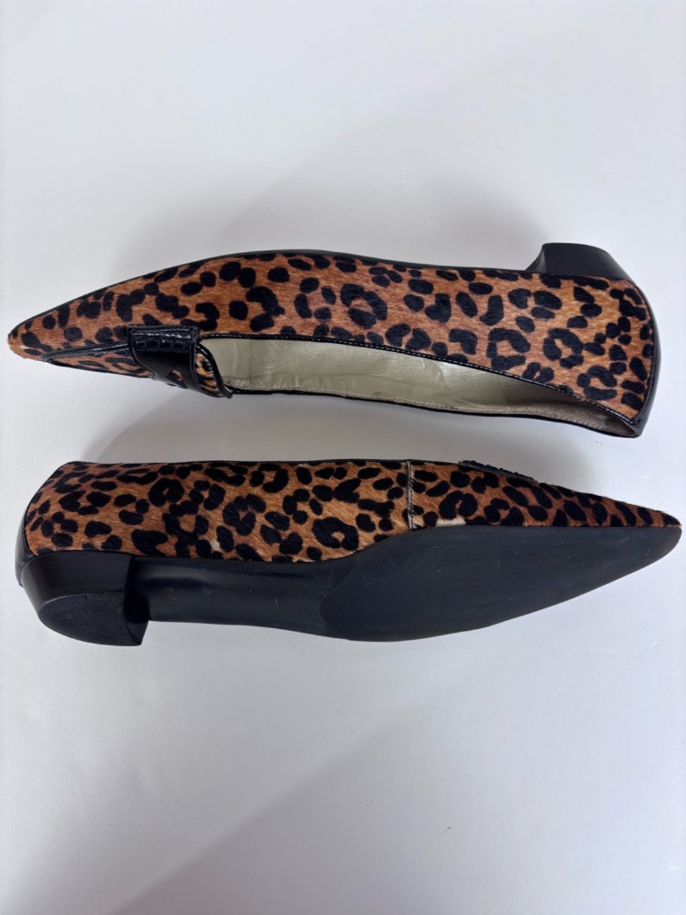 Talbots Leopard Print Calf Hair Flats Pointed Toe Dressy Shoe Brown Black Sz 8.5 - Picture 9 of 16